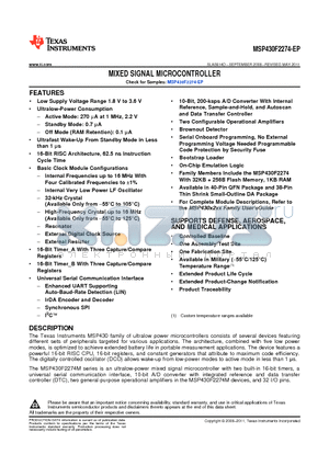 V62-08631-01XE datasheet - MIXED SIGNAL MICROCONTROLLER