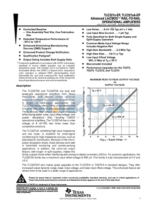 V62/03618-04YE datasheet - Advanced LinCMOS RAIL-TO-RAIL OPERATIONAL AMPLIFIERS