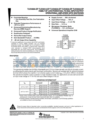 V62/03619-06XE datasheet - FAMILY OF LOW-POWER RAIL-TO-RAIL INPUT/OUTPUT OPERATIONAL AMPPLIFIERS WITH SHUTDOWN