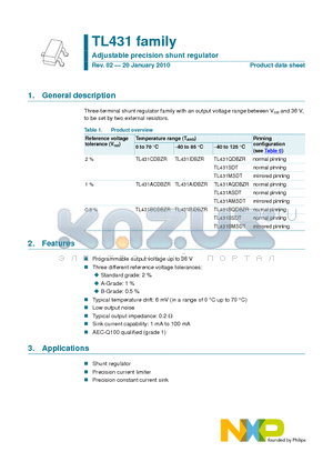 TL431BQDBZR datasheet - Adjustable precision shunt regulator