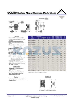 SCM10-361M-RC datasheet - Surface Mount Common Mode Choke