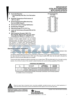 V62/03650-01XE datasheet - OCTAL BUS TRANSCEIVER WITH 3-STATE OUTPUTS