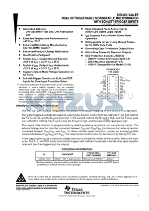 V62/03661-01XE datasheet - DUAL RETRIGGERABLE MONOSTABLE MULTIVIBRATOR WITH SCHMITT-TRIGGER INPUTS