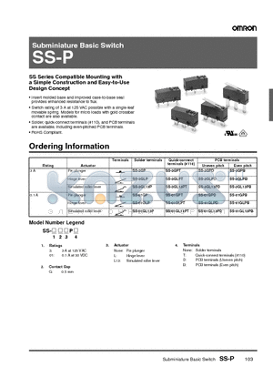 SS-01GL13PT datasheet - Subminiature Basic Switch