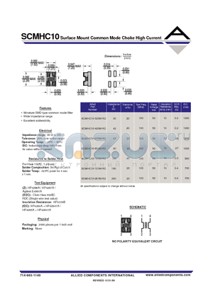 SCMHC10-261M-RC datasheet - Surface Mount Common Mode Choke High Current