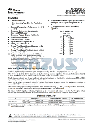 V62/04665-01XE datasheet - OCTAL BUFFER/DRIVER WITH 3-STATE OUTPUTS