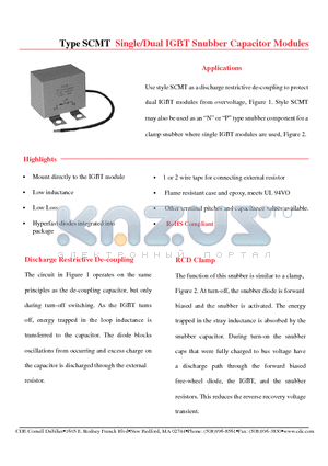 SCMT155K601H725-F datasheet - Single/Dual IGBT Snubber Capacitor Modules