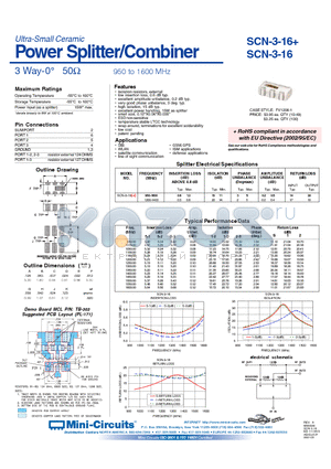 SCN-3-16 datasheet - Power Splitter/Combiner