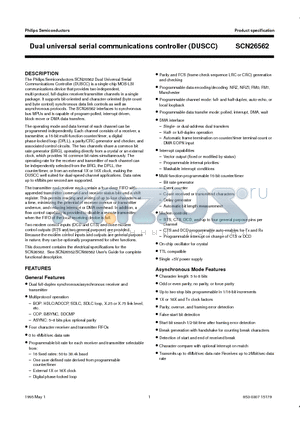 SCN26562C4N48 datasheet - Dual universal serial communications controller DUSCC