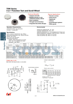 TSWA-3N-CLFS datasheet - 3 or 7 Function Tact and Scroll Wheel