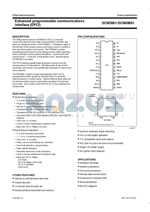 SCN2661CA1F28 datasheet - Enhanced programmable communications interface EPCI