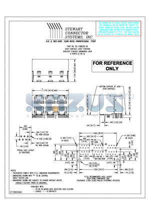 SS-738833S-NF datasheet - EIGHT CONTACT, EIGHT POSITION SHIELDED STACKED HARMONICA JACK 6 PORTS (3 ON 3)