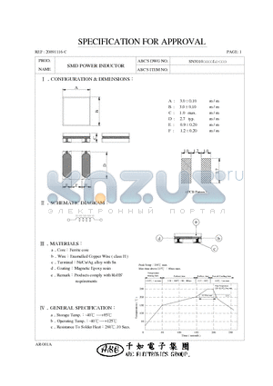 SN3010220ML datasheet - SMD POWER INDUCTOR