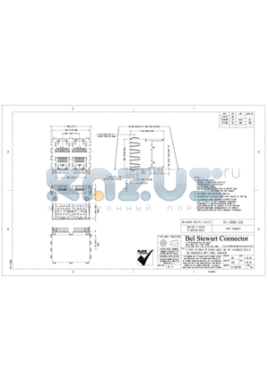 SS-73800-030 datasheet - 4 PORT (2 OVER 2) STACK JACK, EMI-RFI ENHANCED SHIELD ESD GROUNDED, WITH PANEL GROUNDS