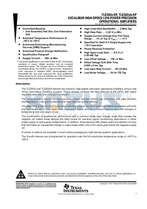 V62/04755-02XE datasheet - EXCALIBUR HIGH-SPEED LOW-POWER PRECISION OPERATIONAL AMPLIFIERS