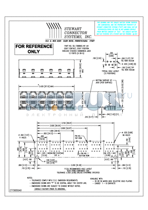 SS-738866S-NF-AH datasheet - EIGHT CONTACT, EIGHT POSITION SHIELDED STACKED HARMONICA JACK 12 PORTS (6 ON 6)