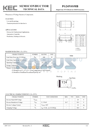 PG24NSSMB datasheet - Single Line TVS Diode for ESD Protection