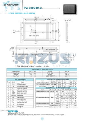 PG320240-C datasheet - OUTLINE DIMENSION & BLOCK DIAGRAM