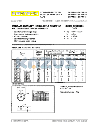 SCNAR1 datasheet - STANDARD RECOVERY DOUBLER AND CENTER TAPS