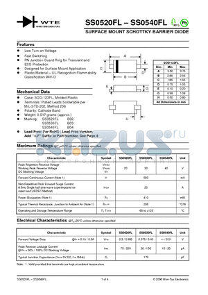 SS0540FL datasheet - SURFACE MOUNT SCHOTTKY BARRIER DIODE