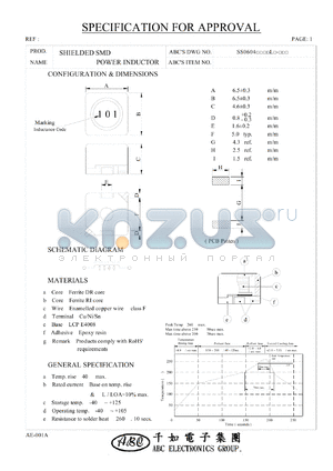 SS0604150ML datasheet - SHIELDED SMD POWER INDUCTOR