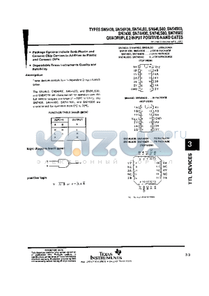 SN5400 datasheet - Quadruple 2input positive-nand gates