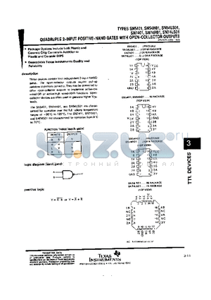 SN5401J datasheet - QUADRUPLE 2-INPUT POSITIVE-NAND GATES WITH OPEN-COLLECTOR OUTPUTS