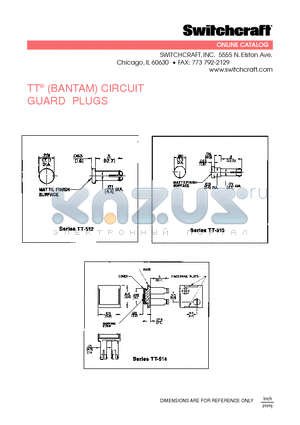 TT-513 datasheet - TT (BANTAM) CIRCUIT GUARD PLUGS