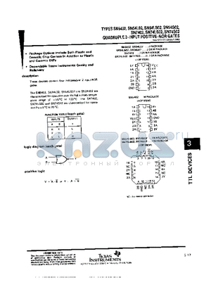 SN5402 datasheet - Quadruple 2-input positive-nor gates