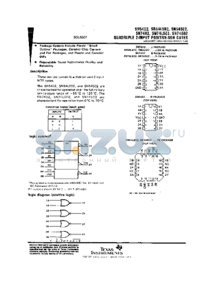 SN5402J datasheet - QUADRUPLE 2-INPUT POSITIVE-NOR GATES