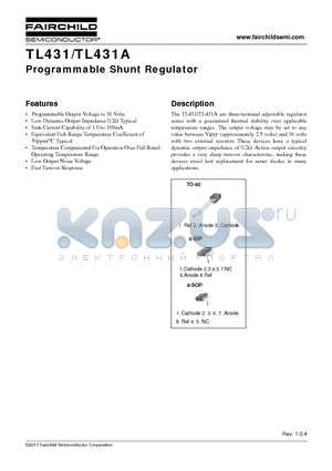 TL431CP datasheet - Programmable Shunt Regulator