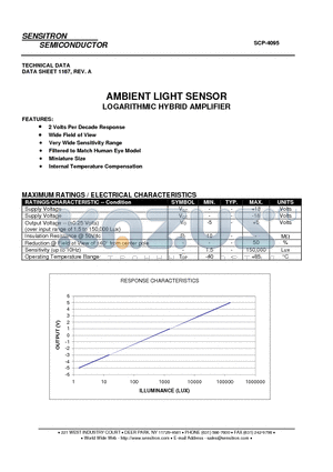 SCP-4095_07 datasheet - AMBIENT LIGHT SENSOR LOGARITHMIC HYBRID AMPLIFIER