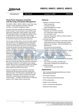 X80011Q32I datasheet - Penta-Power Sequence Controller with Hot swap and System Management