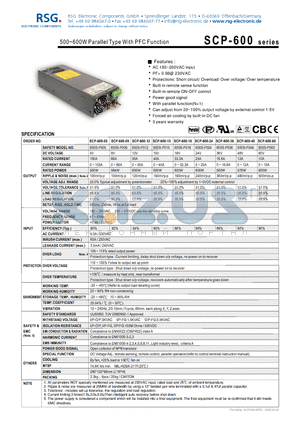 SCP-600-05 datasheet - 500~600W Parallel Type With PFC Function