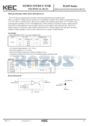 TL431F datasheet - BIPOLAR LINEAR INTEGRATED CIRCUIT