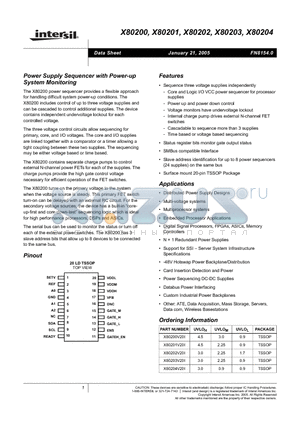 X80203V20I datasheet - Power Supply Swquencer with Power-up System Mnitoring
