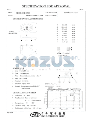 SS0804180YL datasheet - SHIELDED SMD POWER INDUCTOR