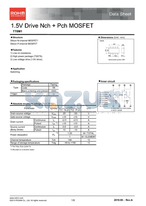 TT8M1 datasheet - 1.5V Drive Nch  Pch MOSFET