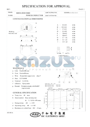 SS0804470KL datasheet - SHIELDED SMD POWER INDUCTOR