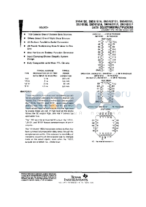 SN54150J datasheet - DATA SELECTORS/MULTIPLEXERS