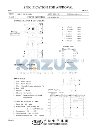 SS0906100ML datasheet - SHIELDED SMD POWER INDUCTOR
