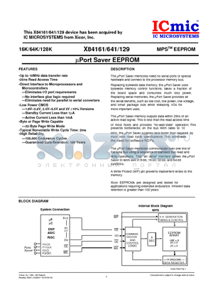 X84129G datasheet - lPort Saver EEPROM