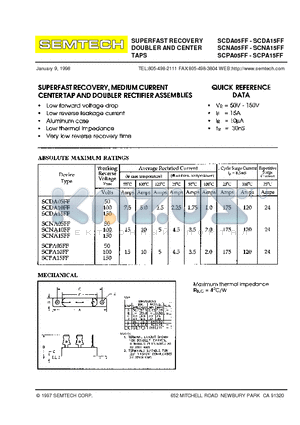 SCPA15FF datasheet - SUPERFAST RECOVERY DOUBLER AND CENTER TAPS