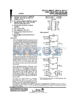SN54176 datasheet - 35-MHz PRESETTABLE DECADE AND BINARY COUNTERS/LATCHES