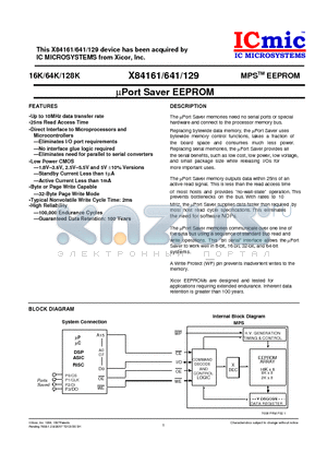 X84161G-1.8 datasheet - lPort Saver EEPROM