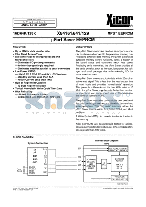X84161P-1.8 datasheet - uPort Saver EEPROM