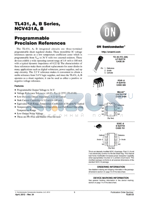 TL431IDMR2G datasheet - PROGRAMMABLE PRECISION REFERENCES