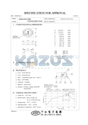 SS1003121ML datasheet - SHIELDED SMD POWER INDUCTOR