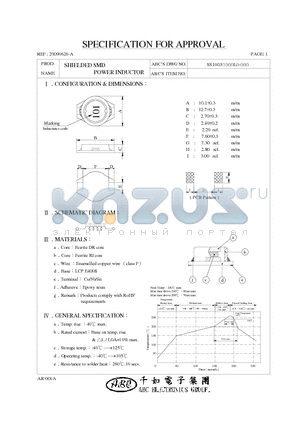 SS1003120ML datasheet - SHIELDED SMD POWER INDUCTOR