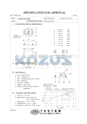 SS1005102KL datasheet - SHIELDED SMD POWER INDUCTOR